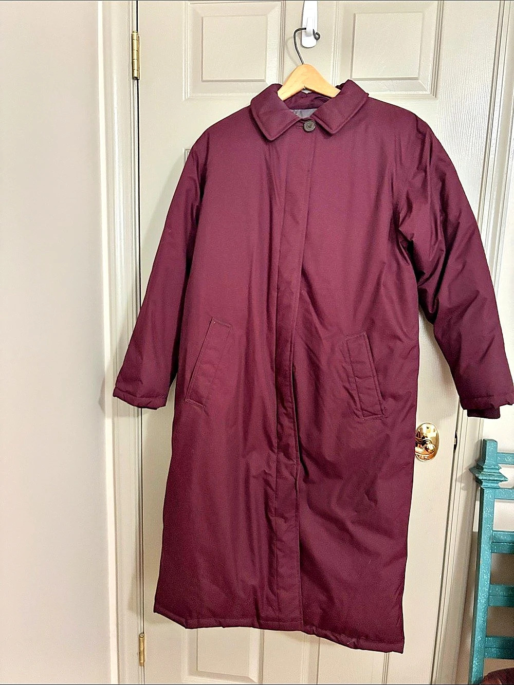 Lands' End Women's Burgundy Down Puffer Coat Size 10-12